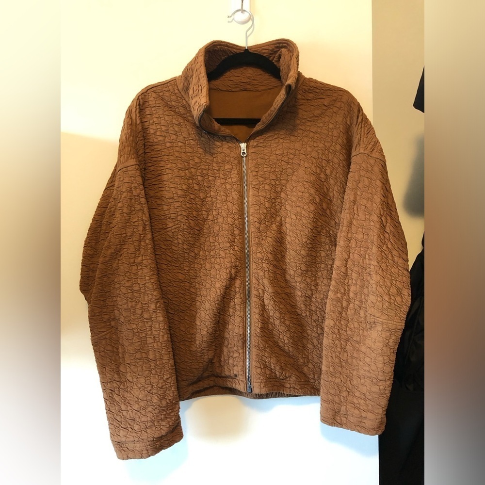 LULULEMON RIPPLED FULL ZIP JACKET COPPER BROWN SIZE 8 FUNNEL NECK LIKE NEW - Picture 5 of 11